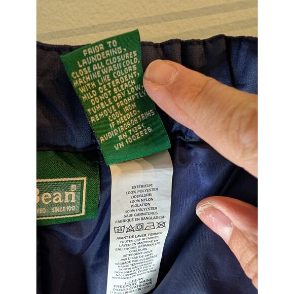 LL Bean Insulated Snow Ski Pants Navy Blue Nylon Mesh Lined Elastic Cuff Medium - Picture 7 of 10